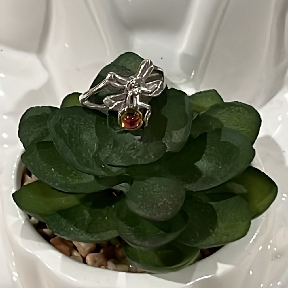 Sterling mystical Fairy gemstone size 7 ring. R15